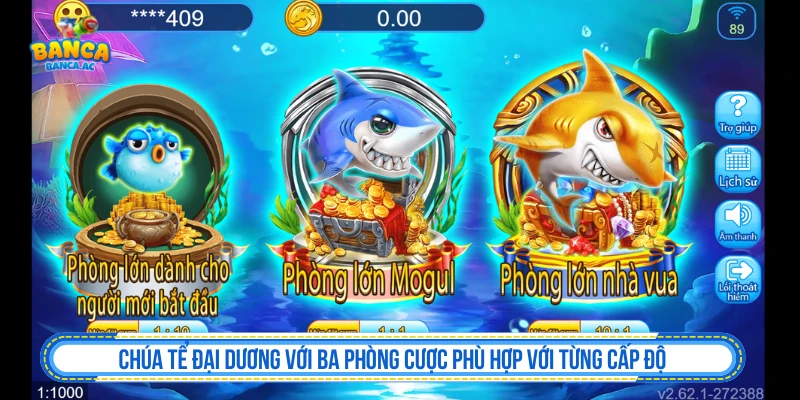 Chúa Tể Đại Dương với ba phòng cược phù hợp với từng cấp độ