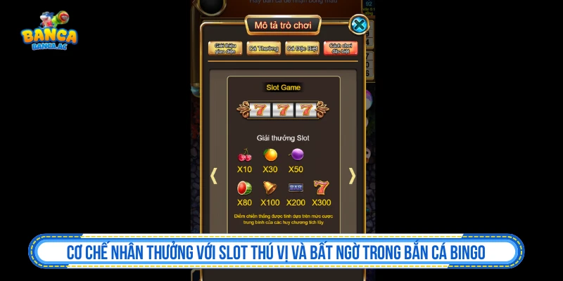 Cơ chế nhân thưởng với slot thú vị và bất ngờ trong Bắn cá Bingo